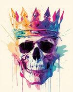 Colourful crowned skull cross stitch kit for beginners