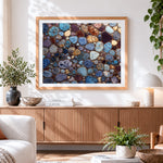 Finished colourful crystal gemstones paint by numbers artwork displayed as home decor