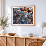 Colourful crystal gemstones paint by numbers artwork displayed on wall as home decor