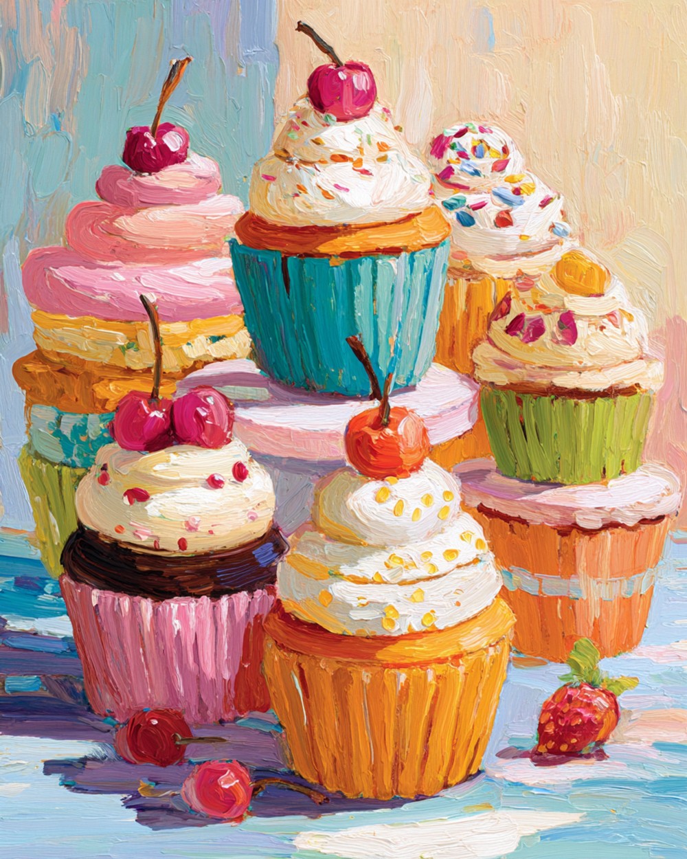Colourful cupcakes cross stitch kit for beginners