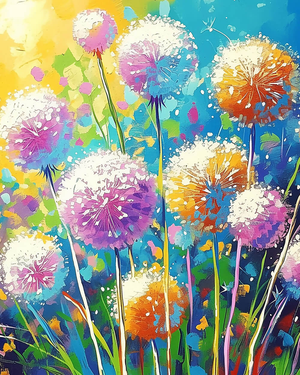 Colourful dandelions cross stitch kit for beginners
