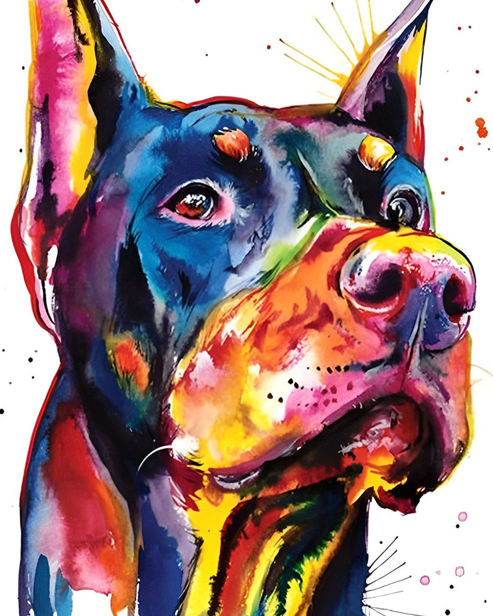 Colourful doberman portrait cross stitch kit for beginners