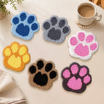 Colourful dog paw prints punch needle coasters used for home decoration