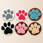 Colourful dog paws punch needle coaster kit finished handmade coasters