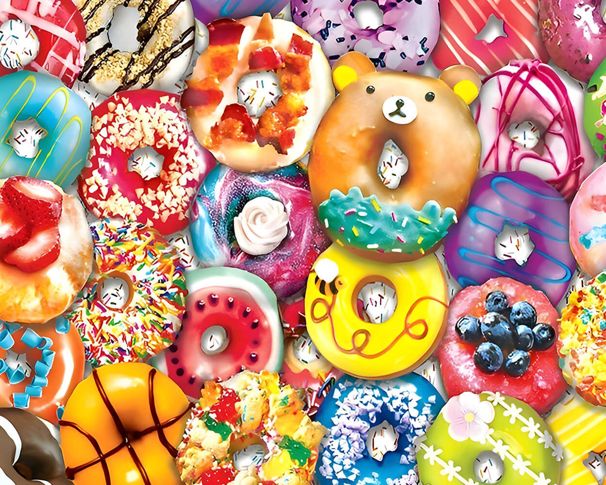 Colourful donuts and sweet treats paint by numbers kit for beginners