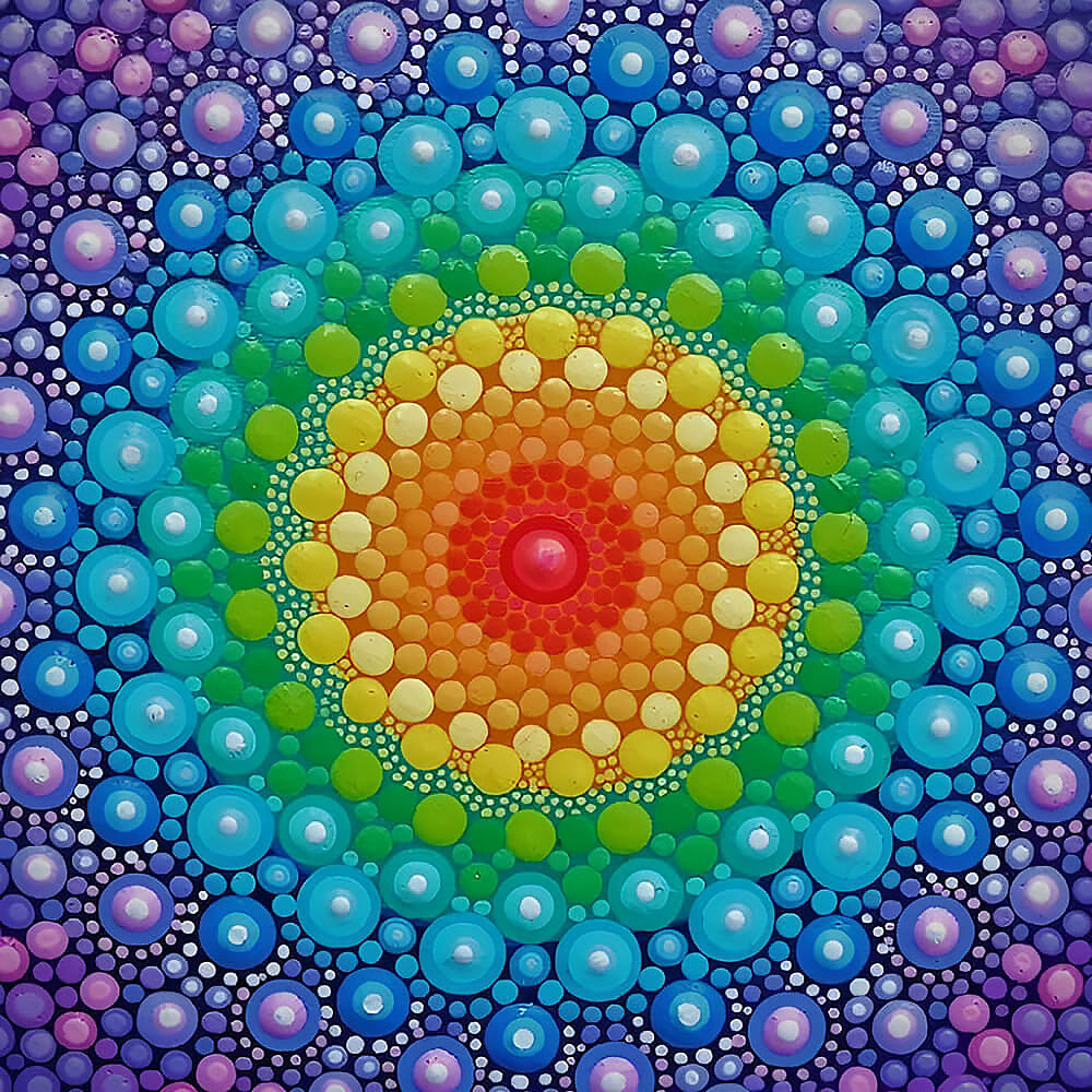 Colourful dot mandala cross stitch kit for beginners