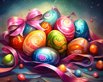 Colourful easter eggs and ribbons paint by numbers kit for beginners