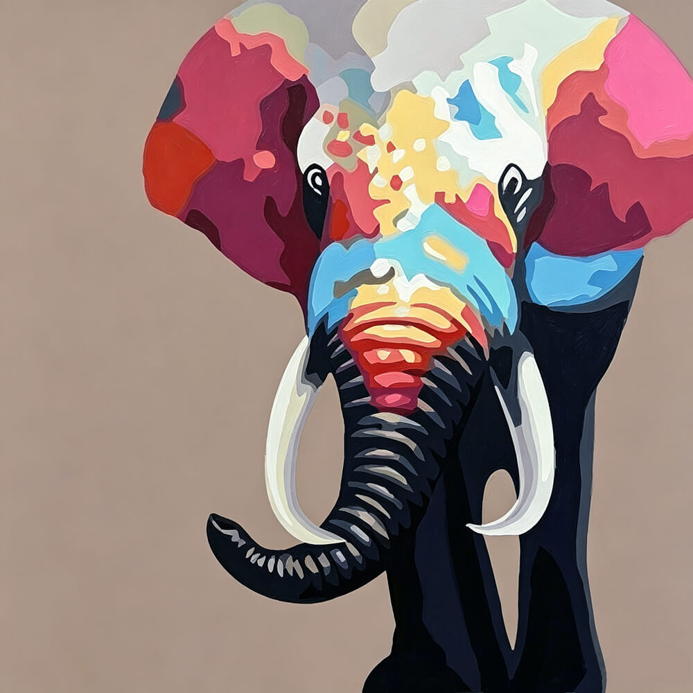 Colourful elephant portrait cross stitch kit for beginners
