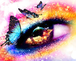 Colourful eye with butterflies cross stitch kit for beginners