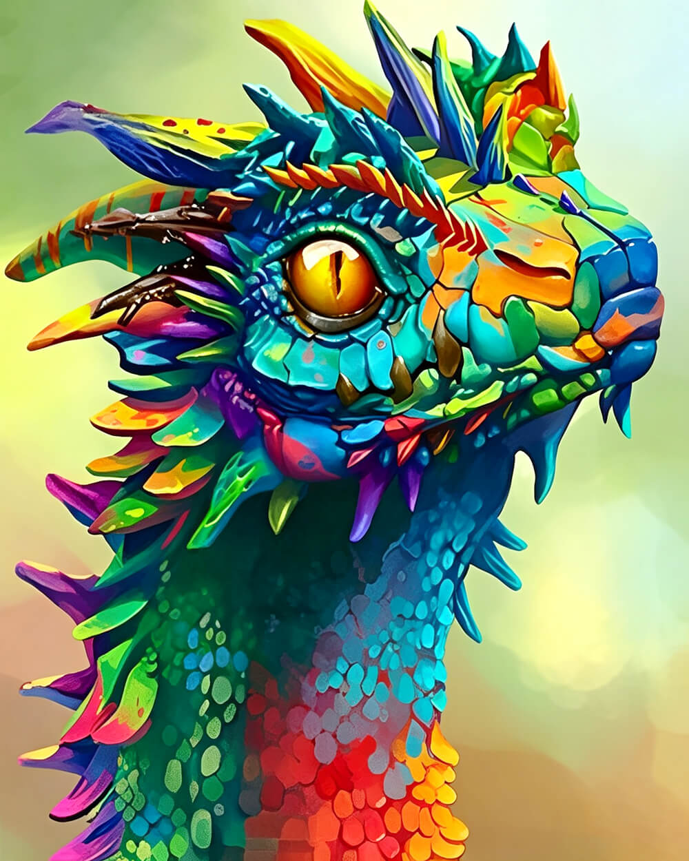 Colourful fantasy dragon cross stitch kit for beginners