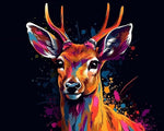 Colourful fawn on dark background paint by numbers kit for beginners