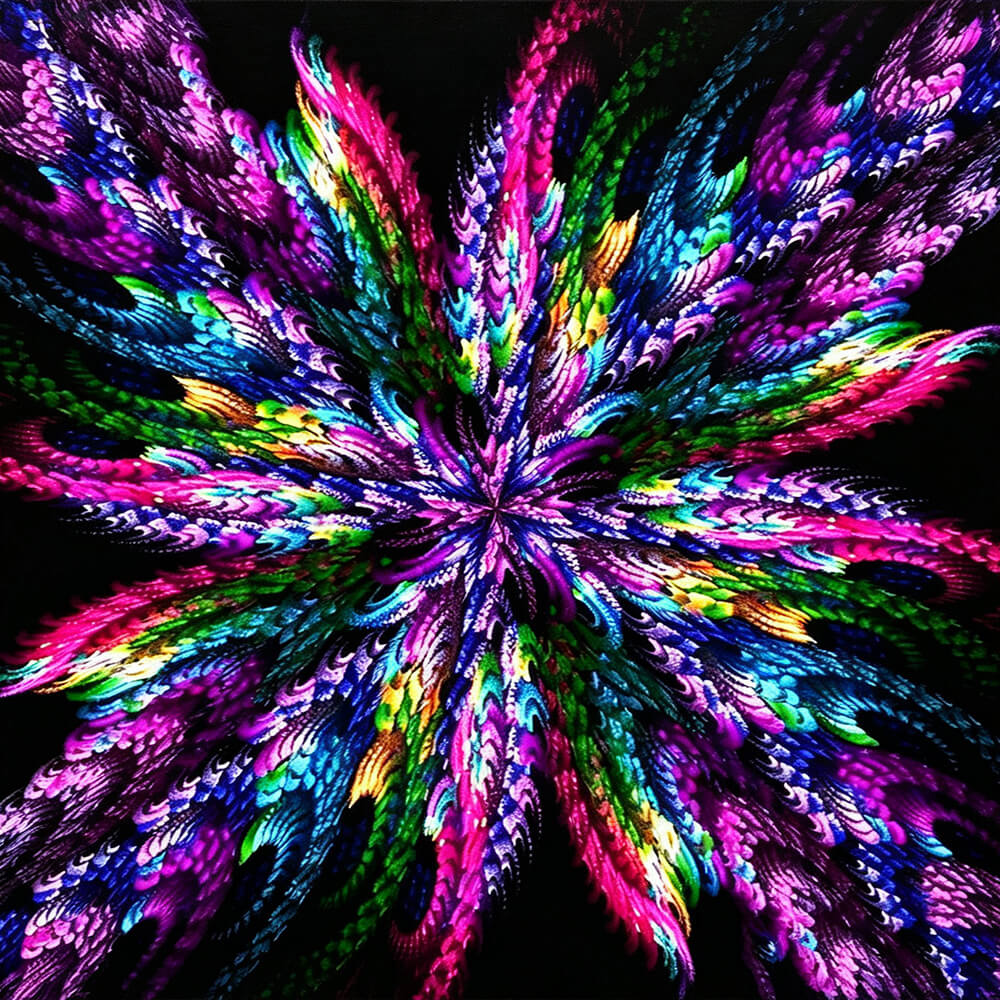 Colourful feather burst mandala cross stitch kit for beginners