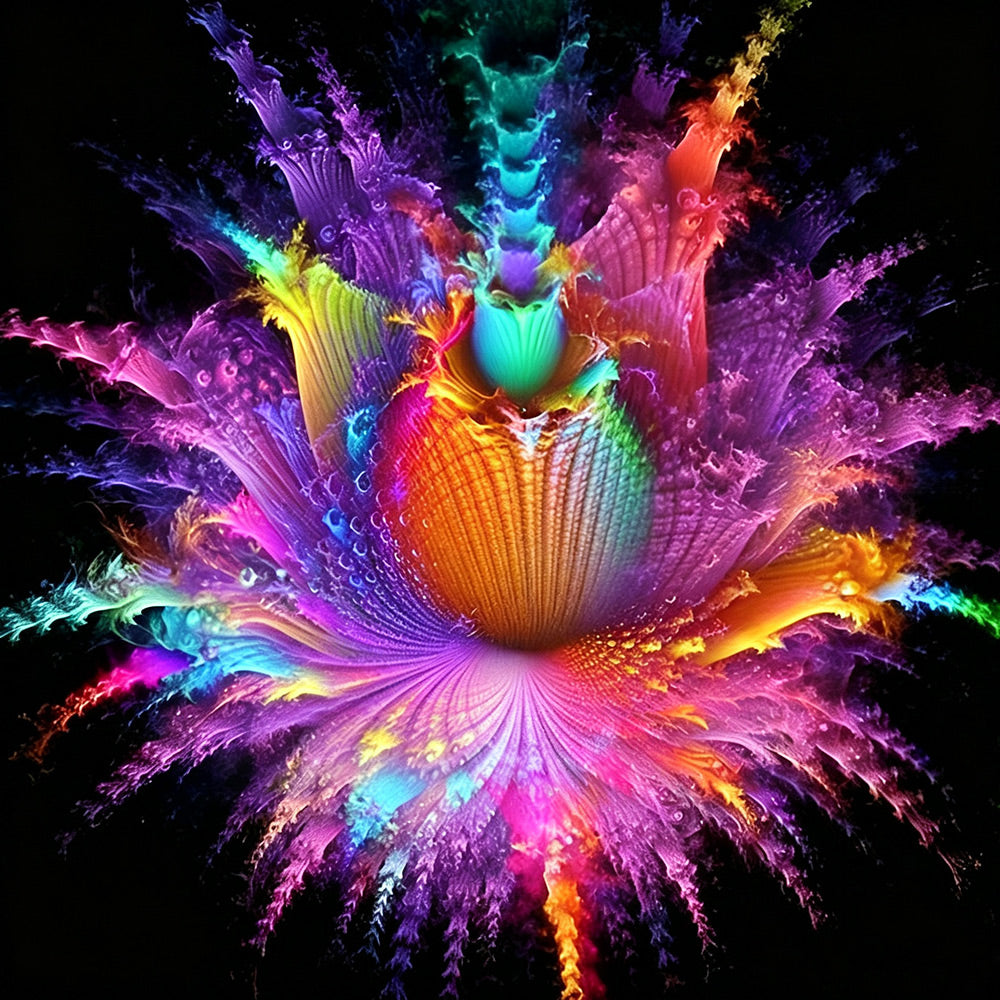 Colourful firework flower burst cross stitch kit for beginners