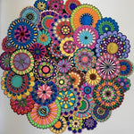 Colourful floral mandala collage cross stitch kit for beginners