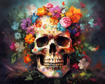Colourful floral skull cross stitch kit for beginners