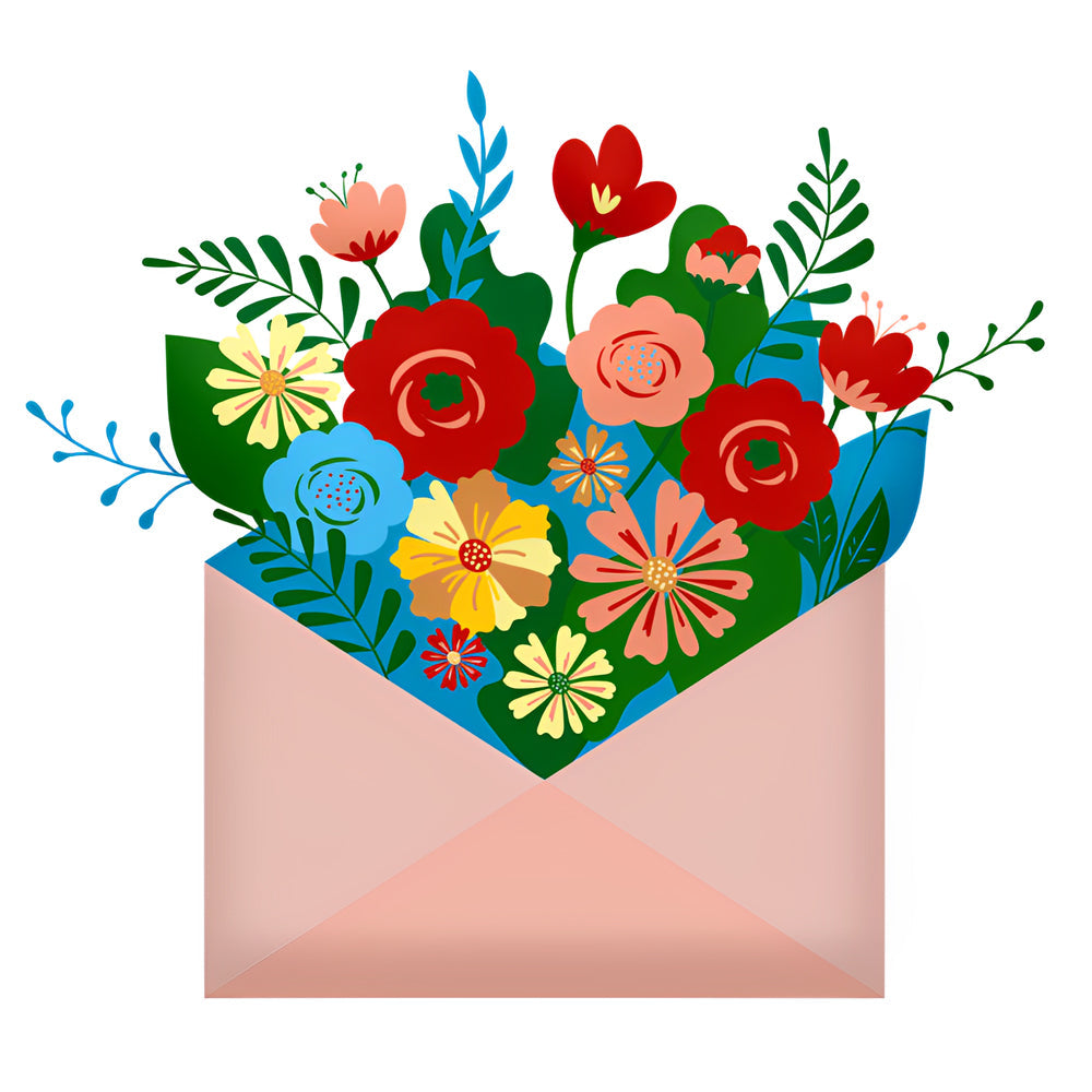 Colourful flowers in an envelope cross stitch kit for beginners