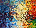 Colourful fluid abstract art paint by numbers kit for beginners