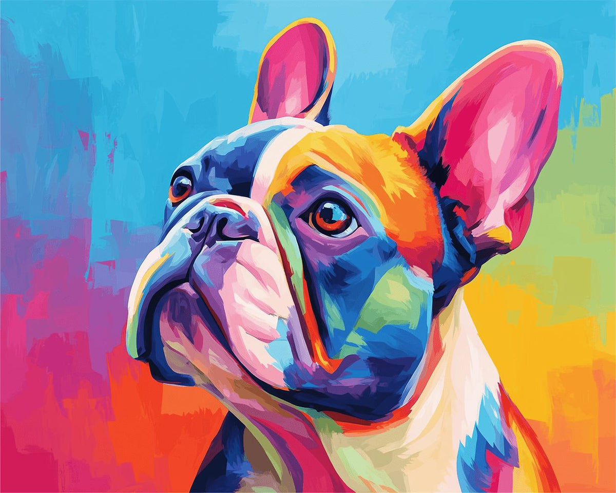 Colourful french bulldog cross stitch kit for beginners