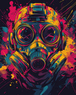 Colourful gas mask cross stitch kit for beginners
