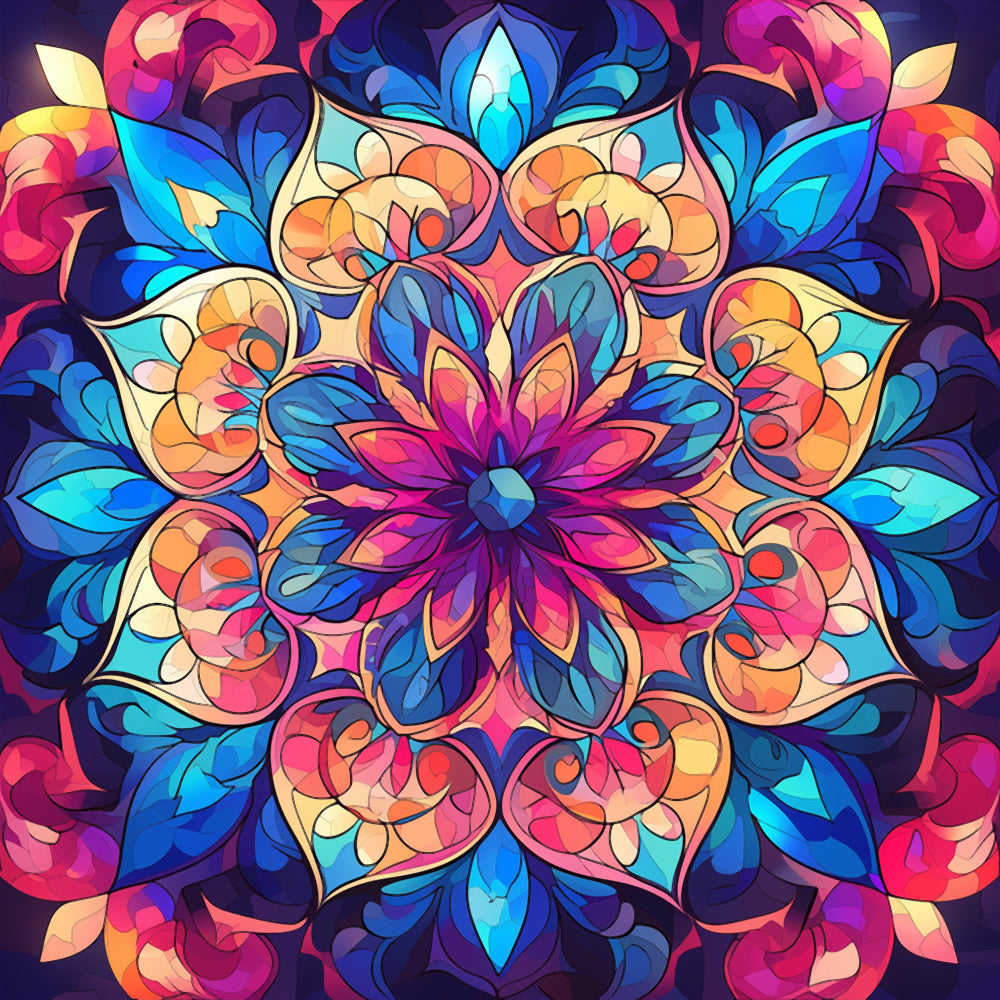 Colourful geometric mandala cross stitch kit for beginners