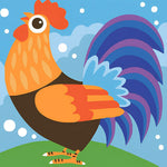 Colourful geometric rooster cross stitch kit for beginners
