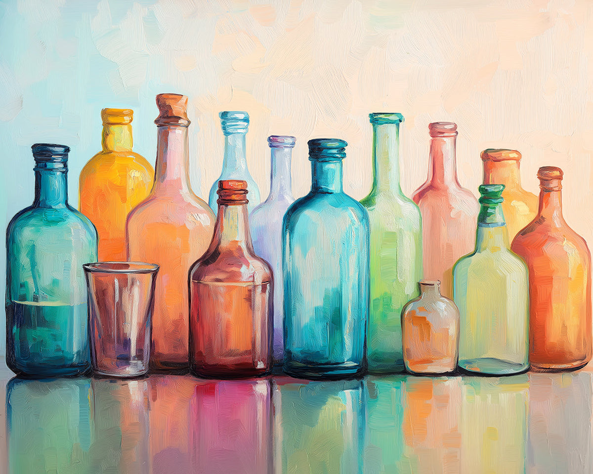 Colourful glass bottles paint by numbers kit for beginners