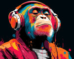 Colourful gorilla with headphones cross stitch kit for beginners