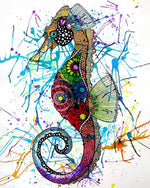 Colourful graffiti seahorse cross stitch kit for beginners