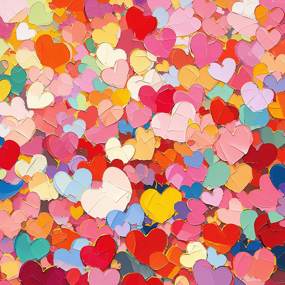 Colourful heart collage cross stitch kit for beginners