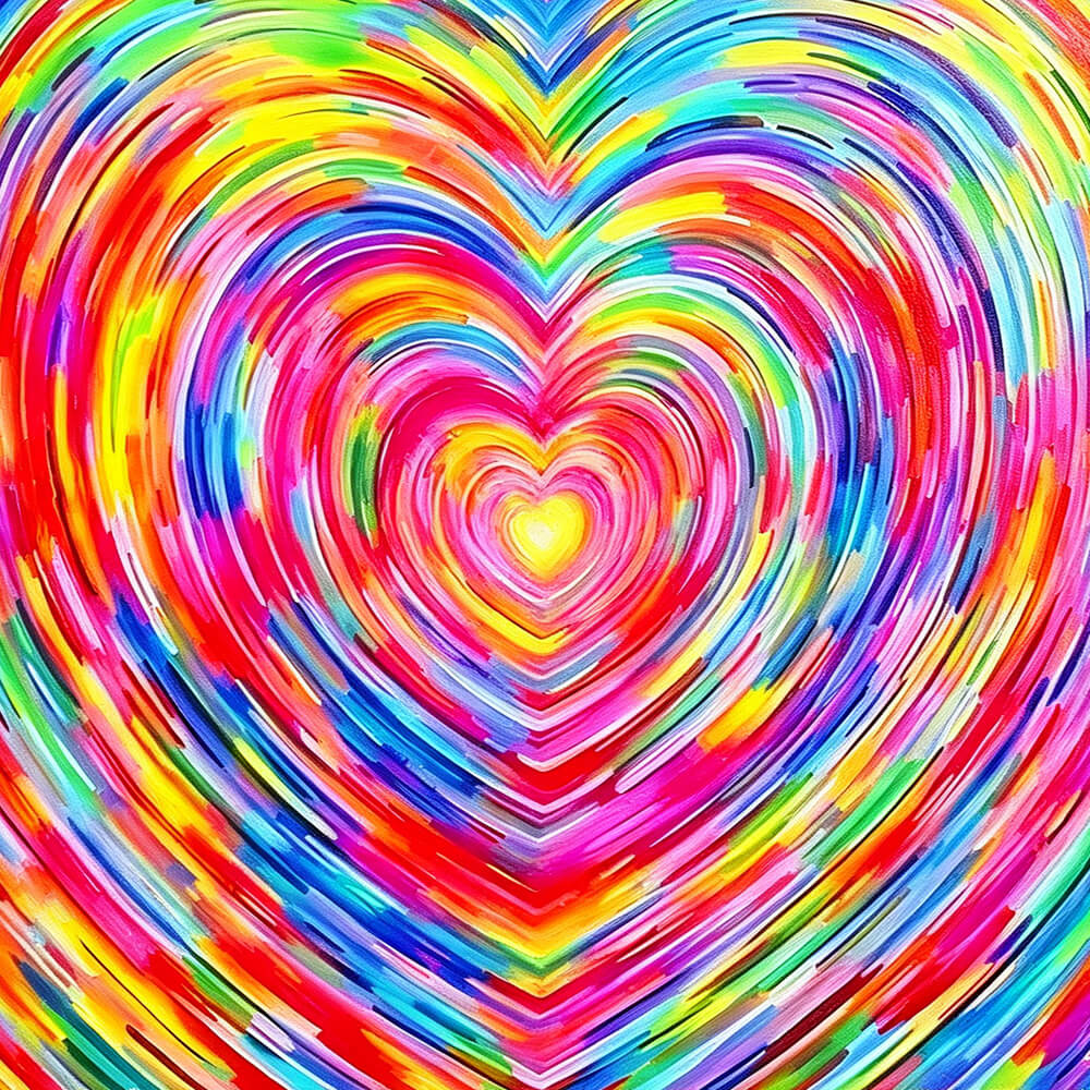 Colourful heart swirl cross stitch kit for beginners