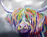 Colourful highland cow paint by numbers kit for beginners