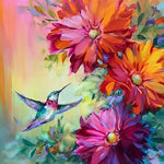 Colourful hummingbird and flowers cross stitch kit for beginners