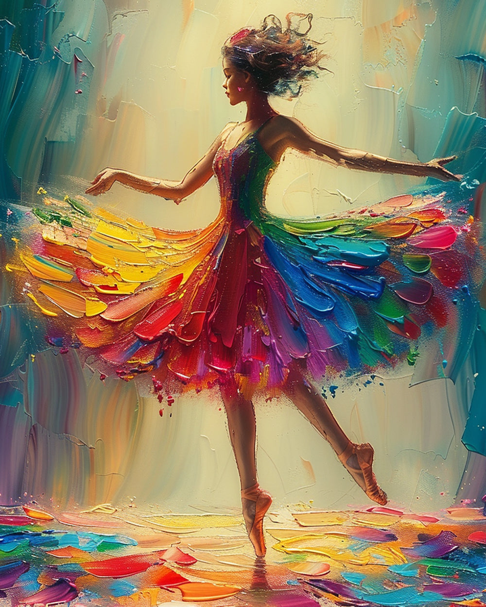 Colourful impasto ballerina cross stitch kit for beginners