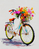 Colourful impasto bicycle art cross stitch kit for beginners