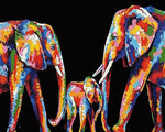 Colourful impasto elephant family cross stitch kit for beginners