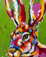 Colourful impasto hare cross stitch kit for beginners