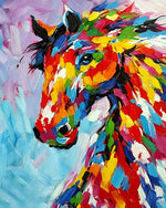 Colourful impasto horse cross stitch kit for beginners