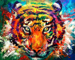 Colourful impasto tiger cross stitch kit for beginners