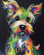 Colourful impasto yorkshire terrier cross stitch kit for beginners