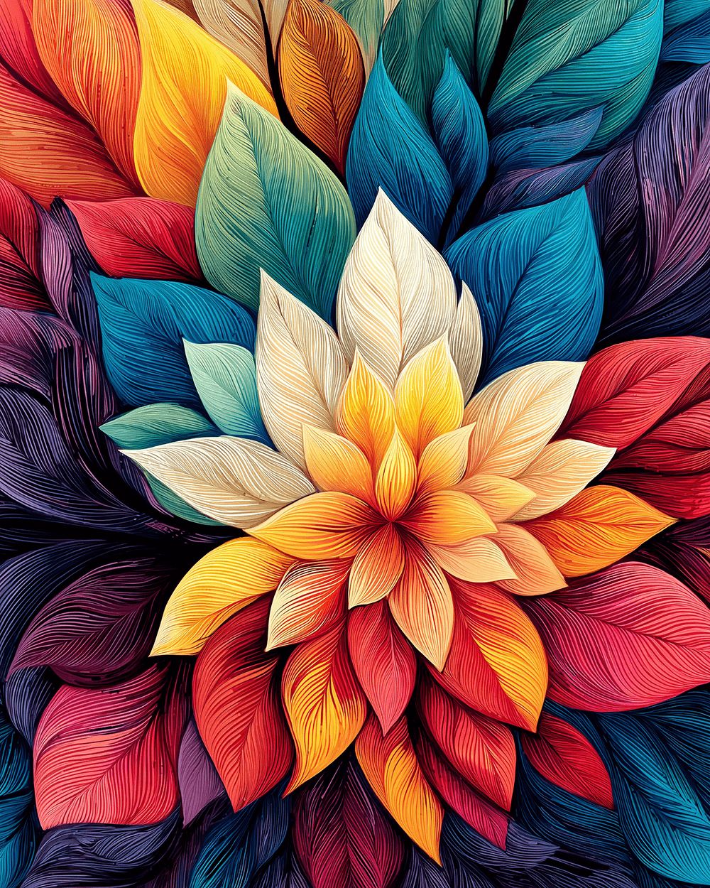 Colourful layered leaves cross stitch kit for beginners