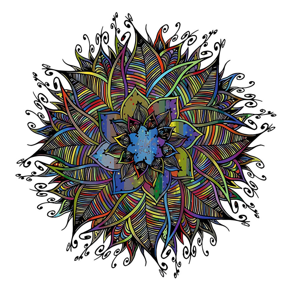 Colourful line art mandala cross stitch kit for beginners