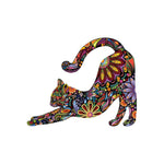 Colourful mandala cat stretching cross stitch kit for beginners