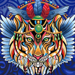 Colourful mandala lion cross stitch kit for beginners