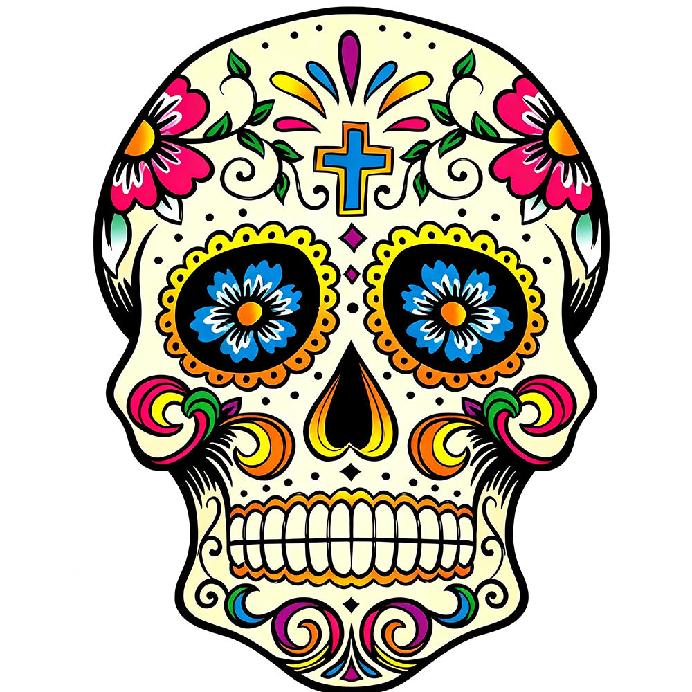 Colourful mexican sugar skull cross stitch kit for beginners