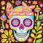 Colourful mexican sugar skull with butterfly cross stitch kit for beginners