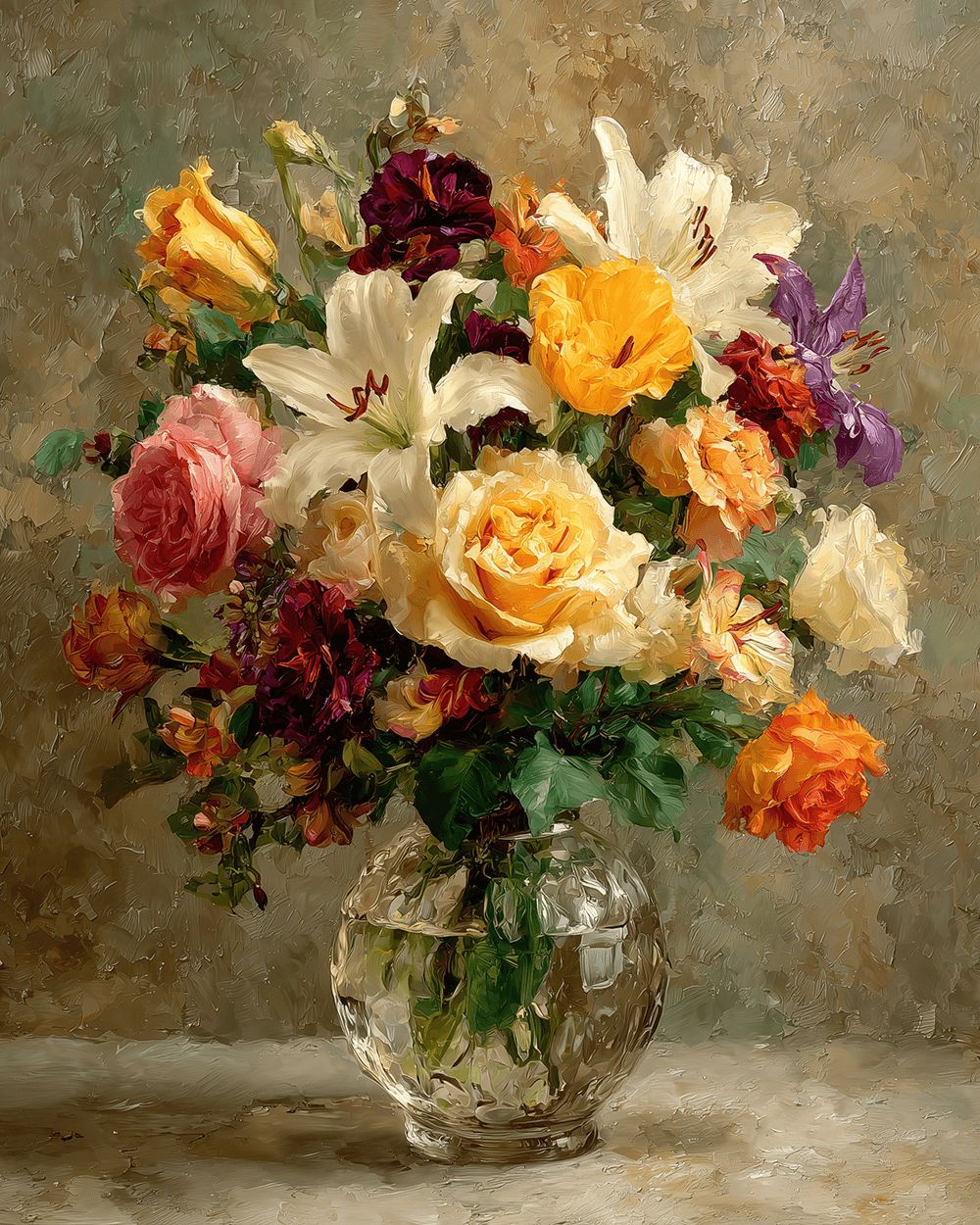 Colourful mixed floral bouquet cross stitch kit for beginners
