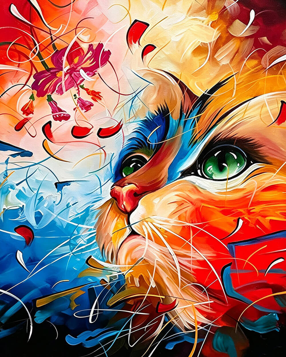 Colourful modern cat cross stitch kit for beginners