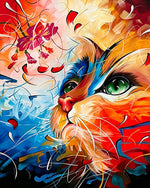 Colourful modern cat cross stitch kit for beginners