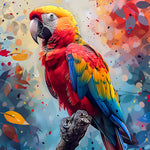 Colourful modern pop art macaw cross stitch kit for beginners