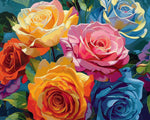 Colourful modern roses cross stitch kit for beginners